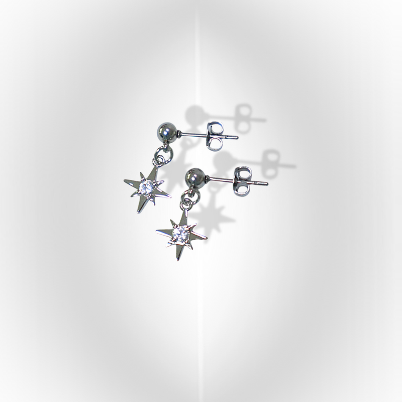 cubic square star earring