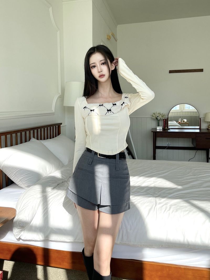 1111. Wrap slit belt mini sk (2color)