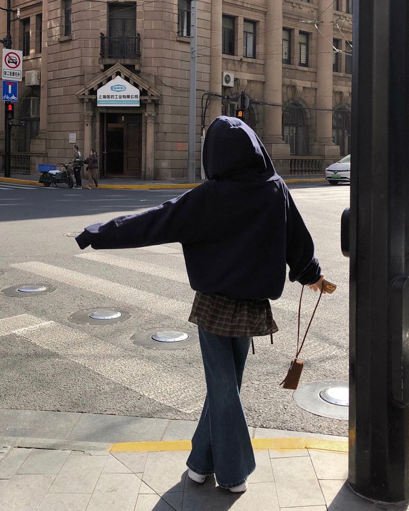 [Bellied made] Movening Color Blocking Two-Way Hooded Zip-up