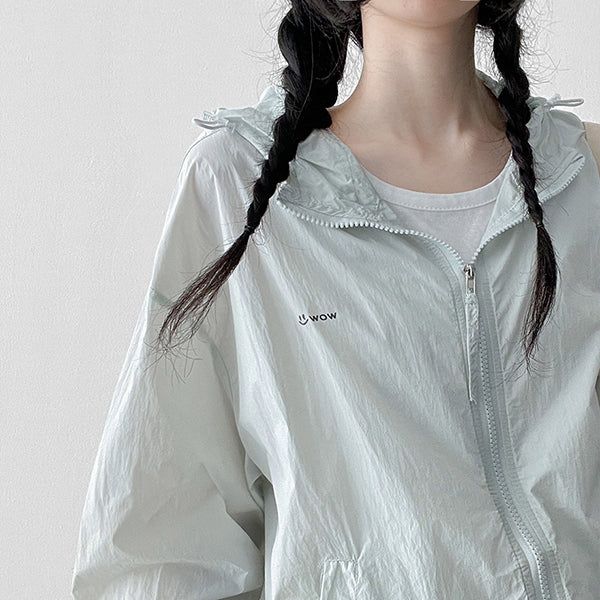 Pastel Cool Tone Hooded Zip-Up Windbreaker (5 colors)