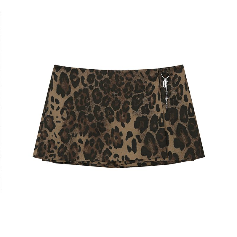 Leopard Skirt with Shorts - BROWN