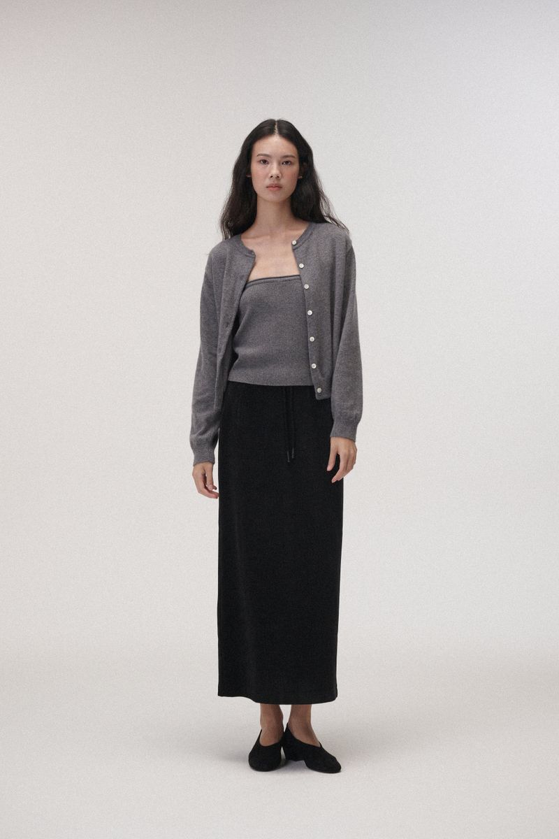 Camel round cardigan (Grey)