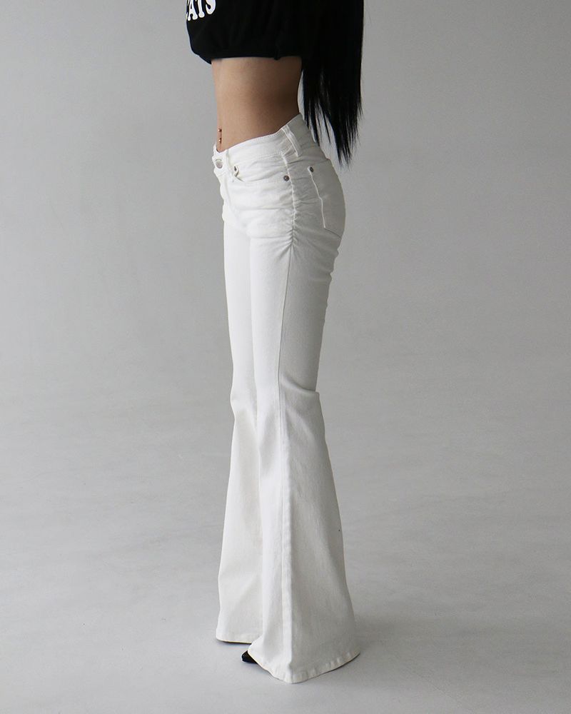 Pelvic Shirring Low-rise Bootcut Pants
