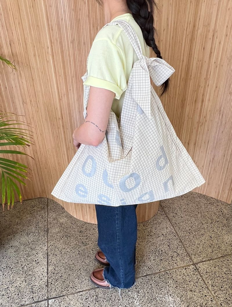 000Design Check Tie Bag / C Ivory