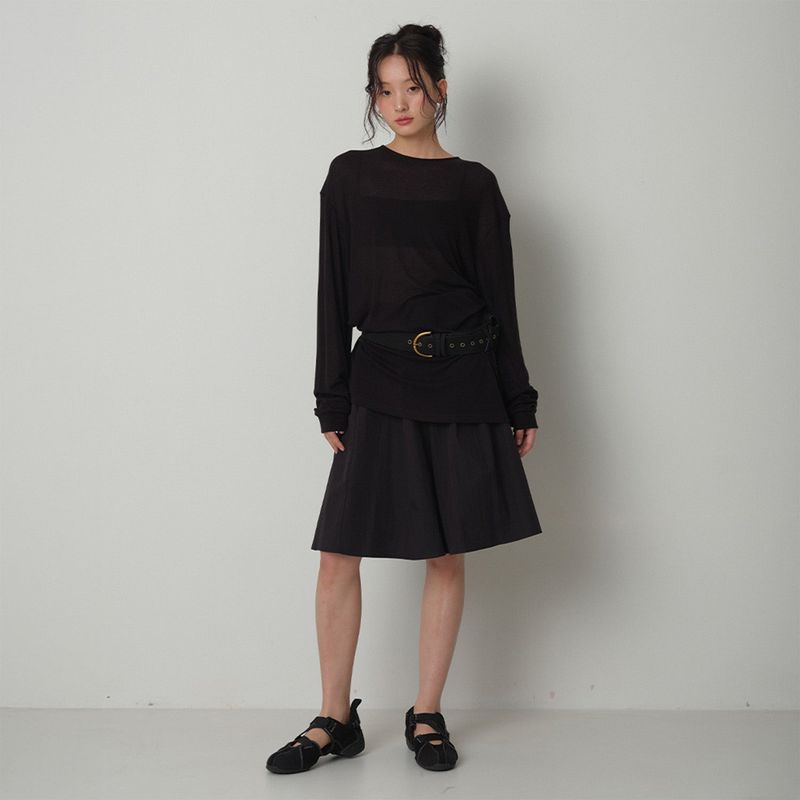 Loventina（ラヴェンティナ）の「Smoke Midi Skirt_Black（Skirts）」