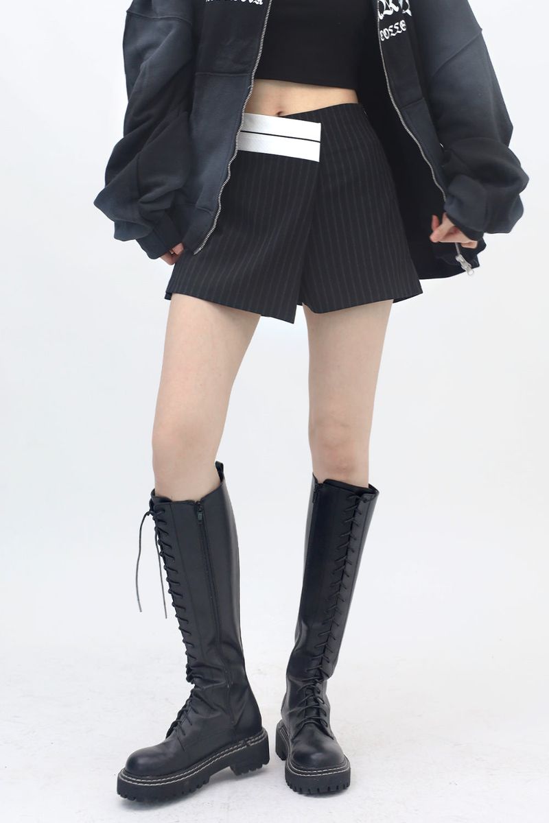 Corao Two-Tone Stripe Skirt Pants