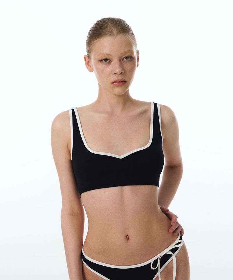 VINAJ(ビナジェイ)の「Line Heart Square Bikini Bra (Black)(Swimwear)」