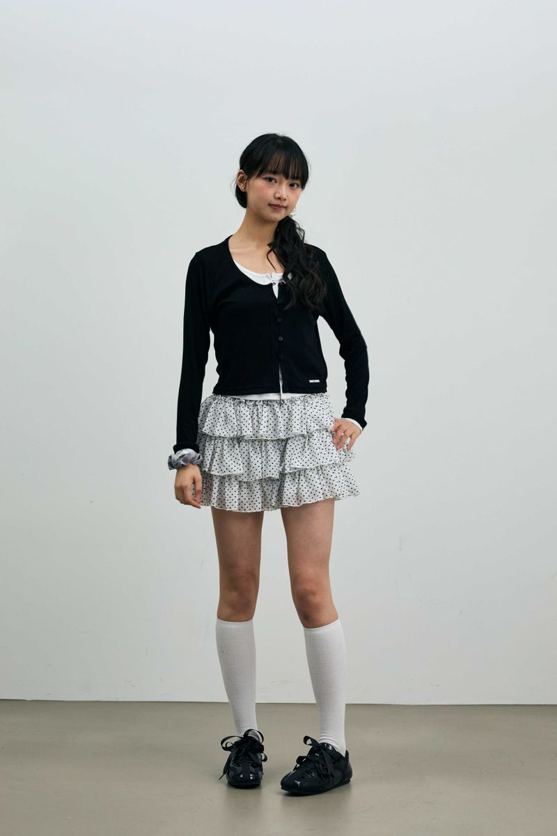 LYLA LAYERED CARDIGAN / BLACK-WHITE