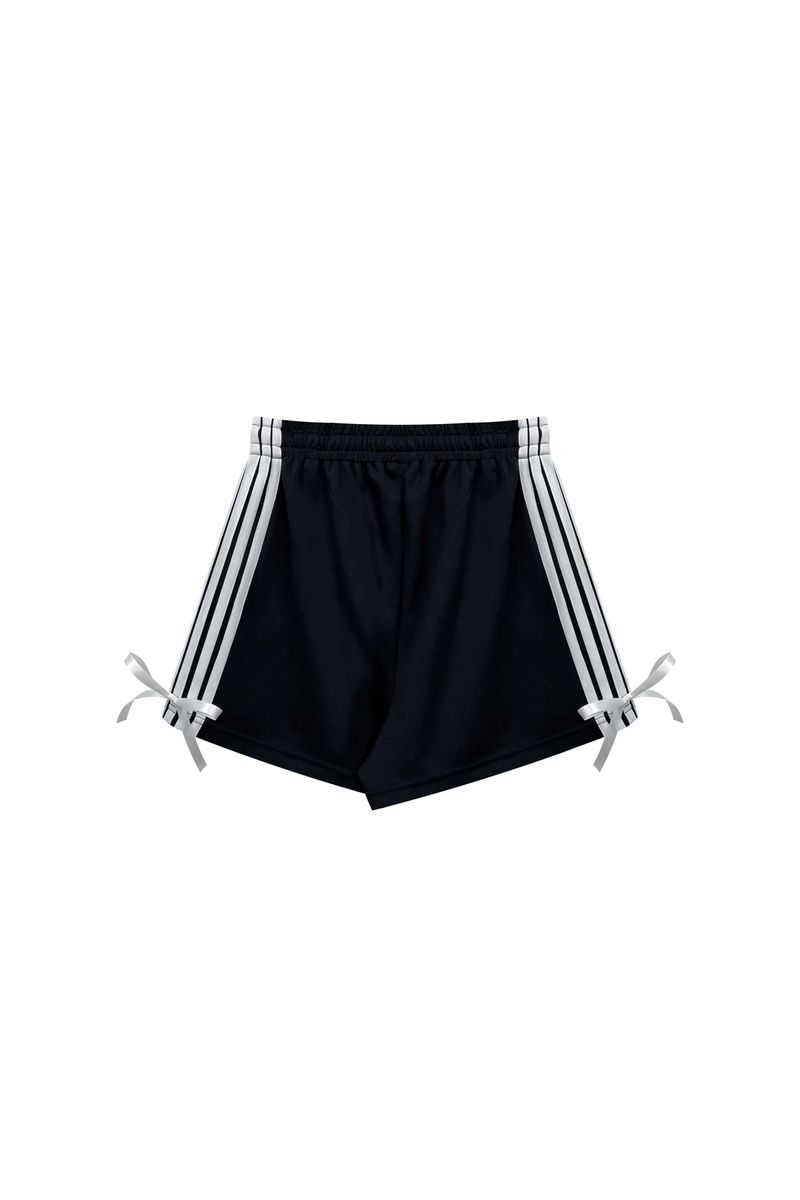 RIBBON JERSEY TRACK MICRO SHORTS / BLACK