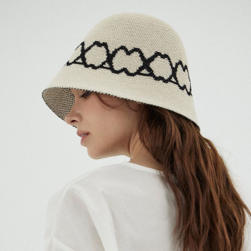 VA Curved Logo Jacquard Bucket Hat / Lightbeige