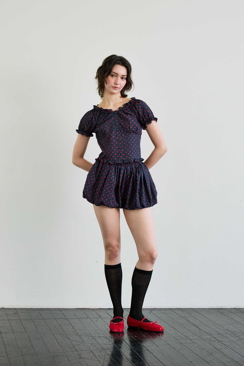 MINI HEART TWO WAY BLOUSE / NAVY