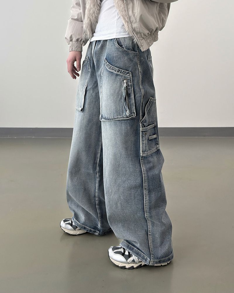 Morik Utility Pocket Wide Denim Pants