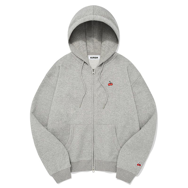 SMALL CHERRY REGULAR FIT HOODIE ZIP UP [MELANGE GRAY]
