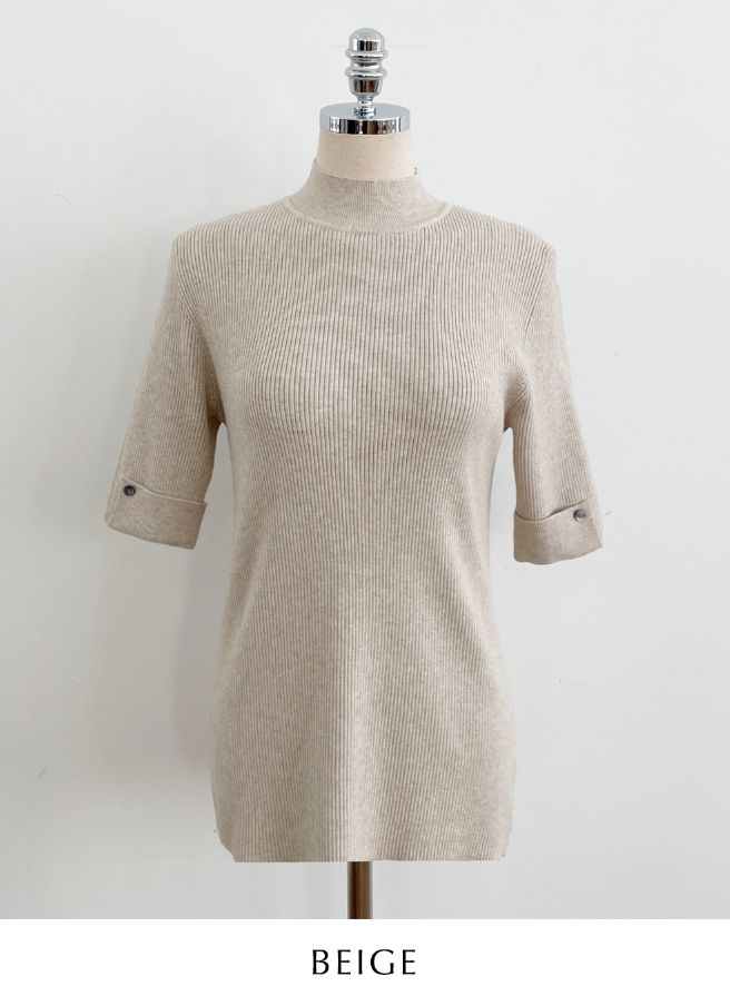 Shani Half-Neck Rolled-Up Sleeve Knit