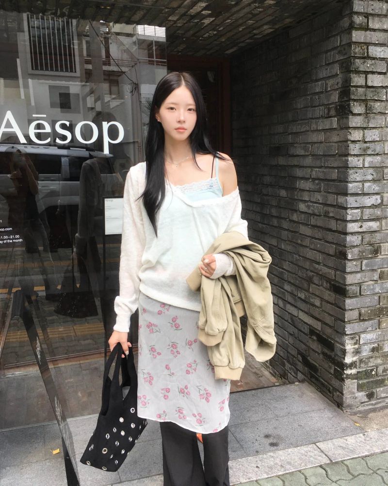 Flower chiffon skirt