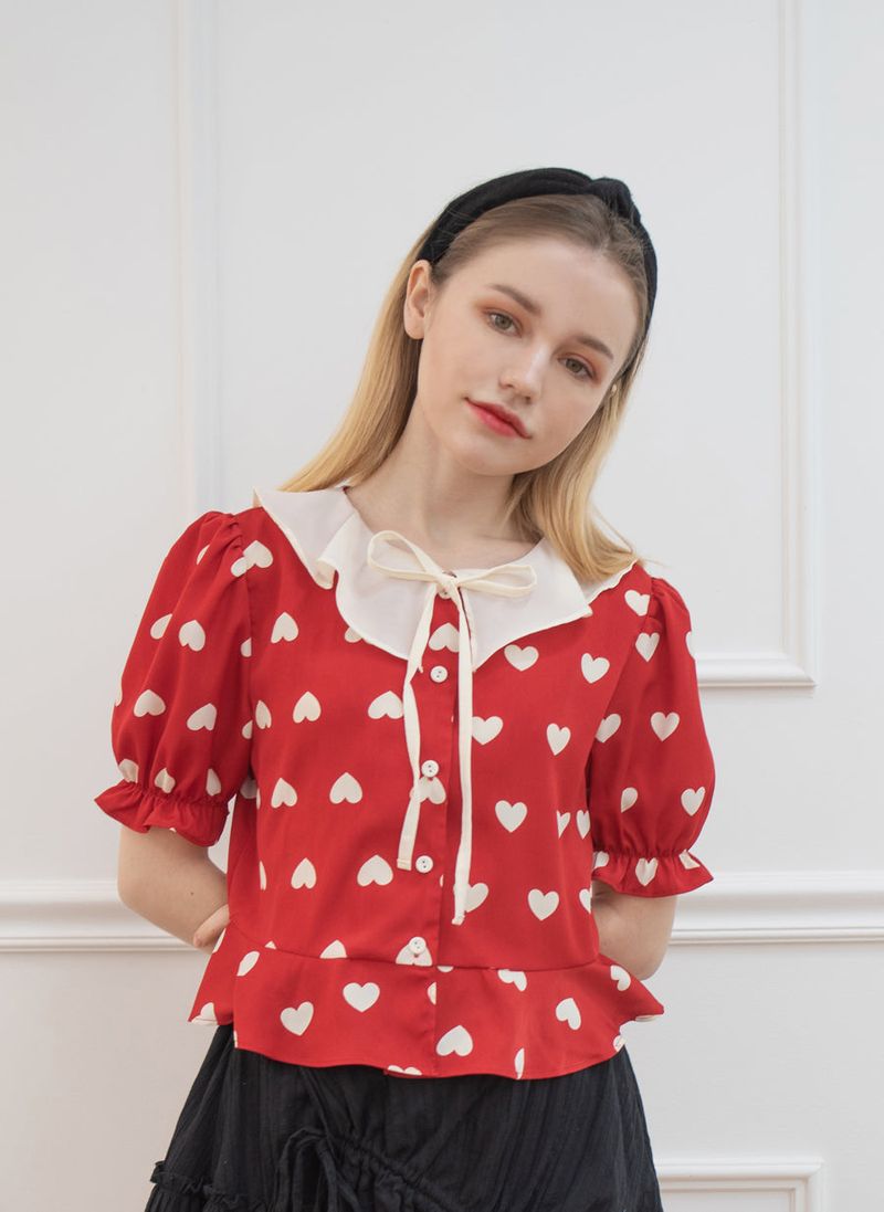 heart shirring blouse