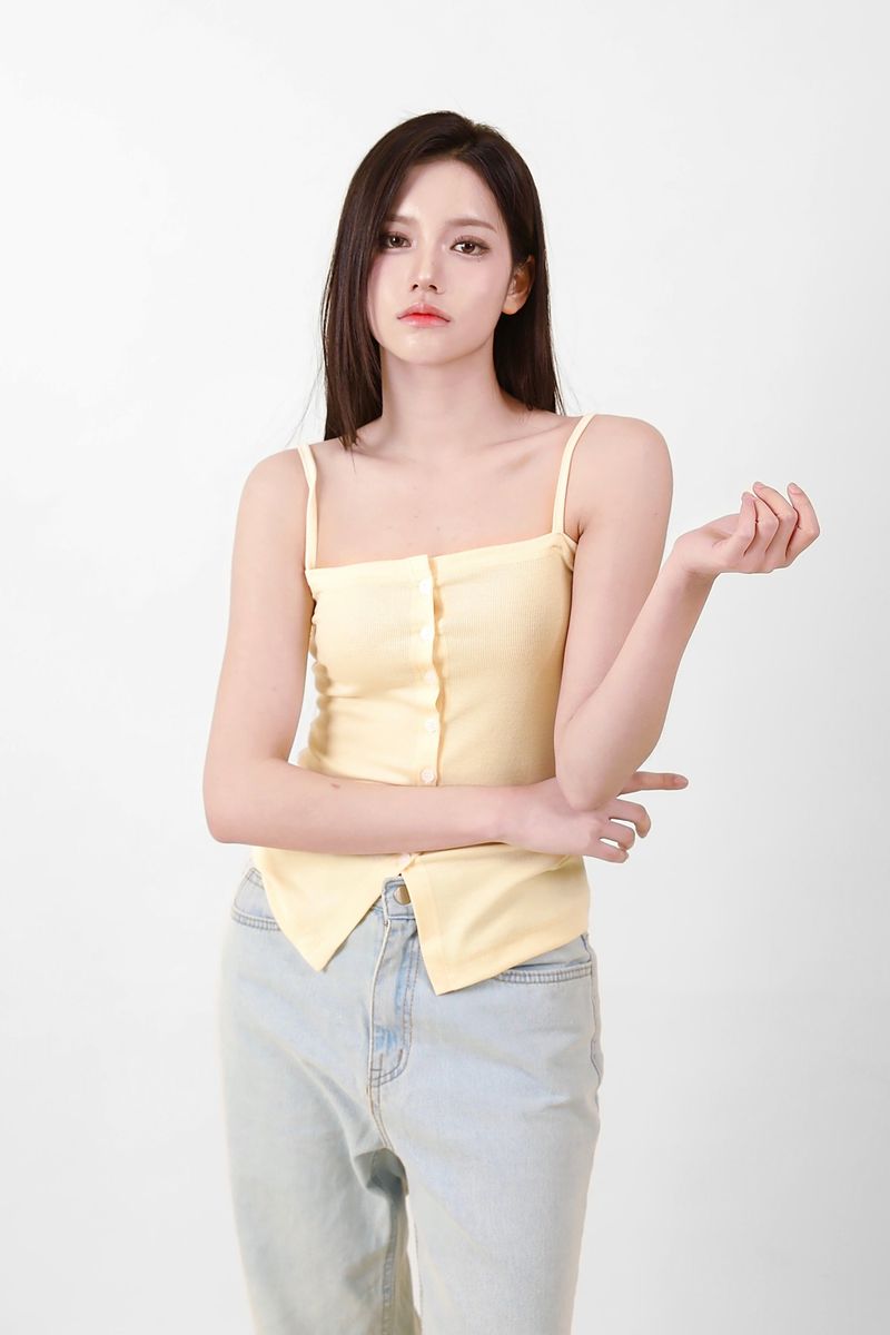 Button Sleeveless Top Yellow