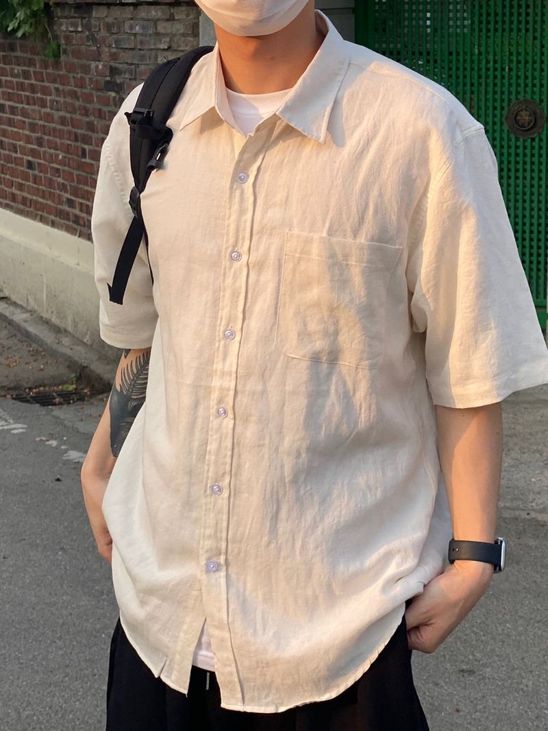 Basic linen short sleeve shirt 4C