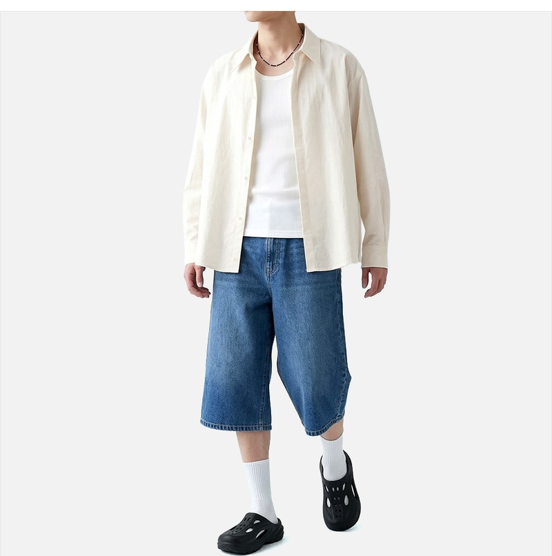 Overfit Stretch Crop Shirt Ivory