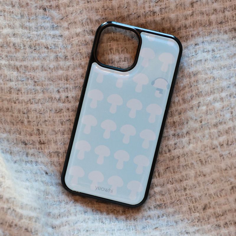 [MADE] mushroom pattern epoxy bumper case_Skyblue White