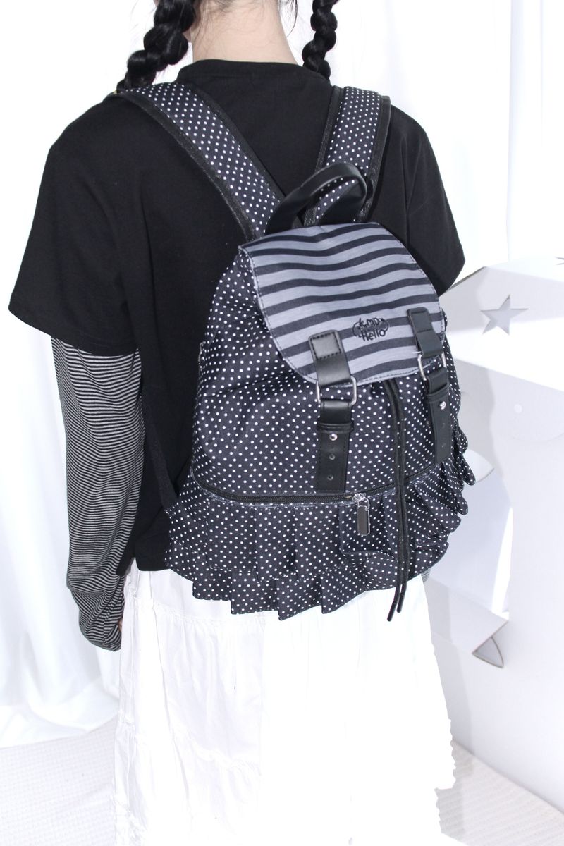Dot Frill Backpack Kitchen Stripe Daily Bobusang Bag