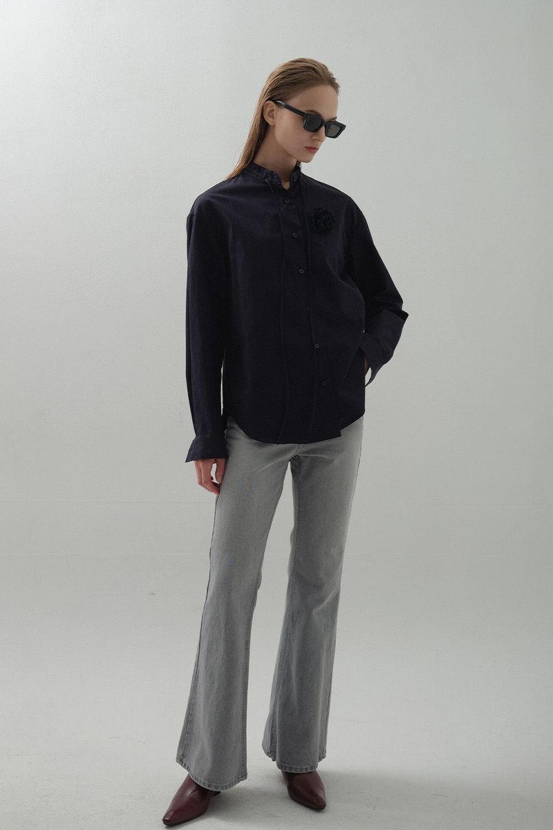Brooch Convertible Shirt_Navy