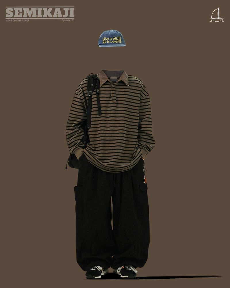 AN Pigment Stripe Collar T