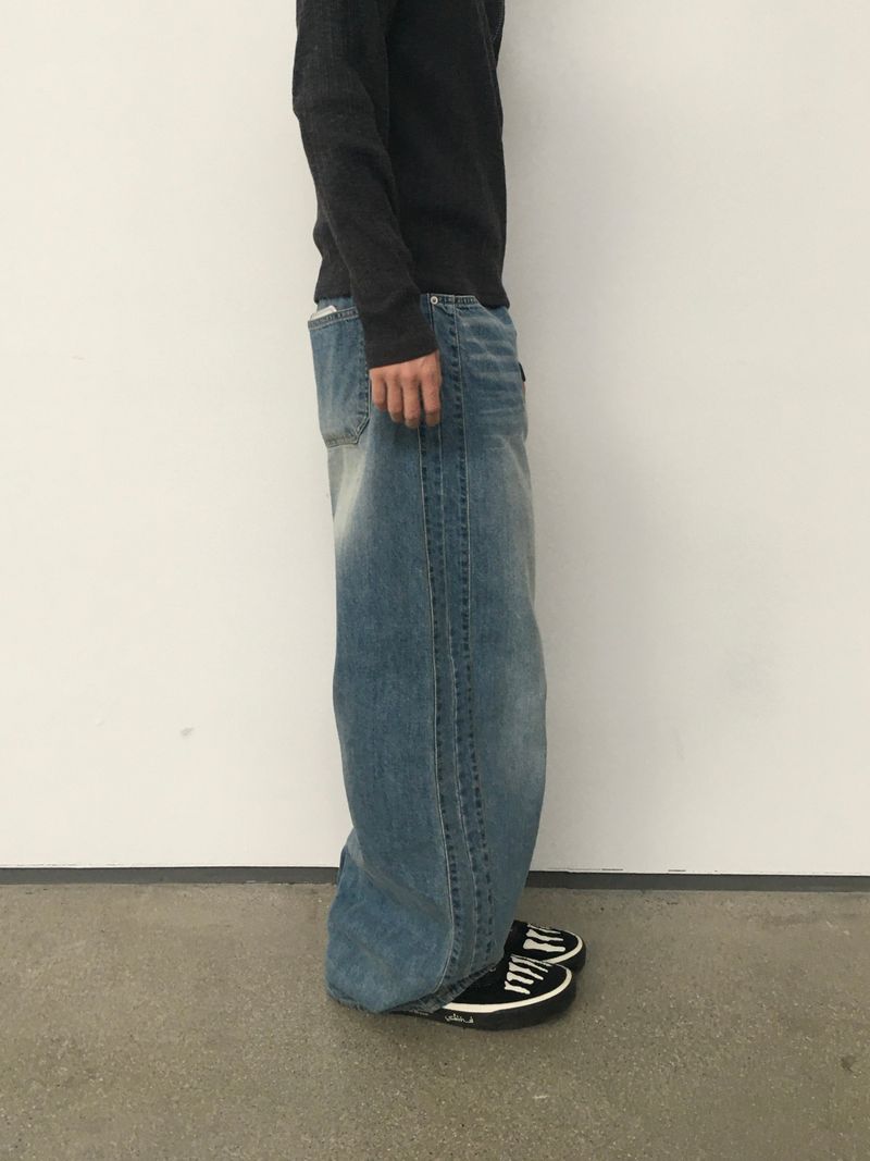 Arne Button Fly Curved Denim Pants