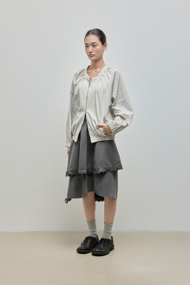 Unbalanced Lace Midi Skirt_Charcoal