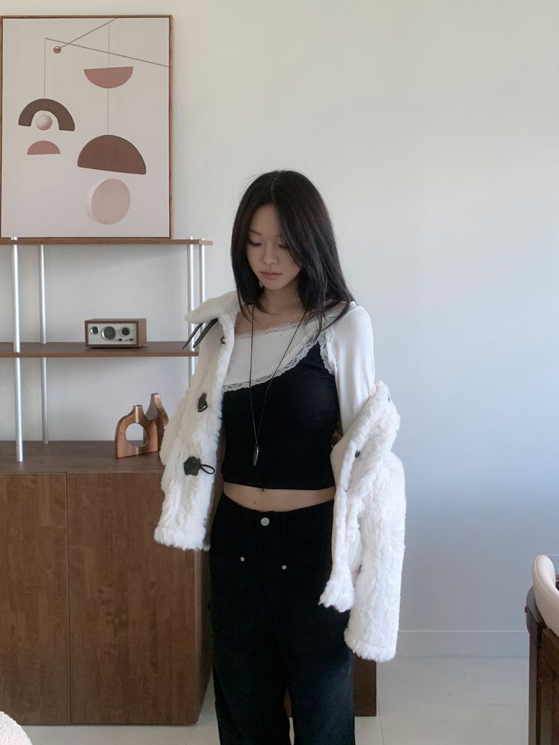 Coco Duffle High-Neck Short Fur Jacket