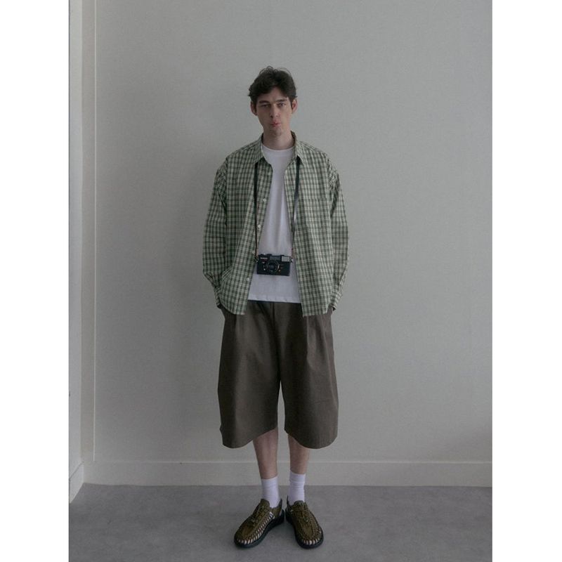 HUKE（フック）の「House check shirts (green)（Tops）」