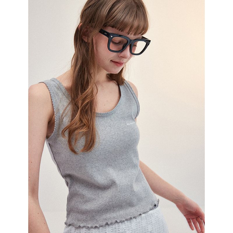 SCALLOP PUNCHING SLEEVELESS_GRAY