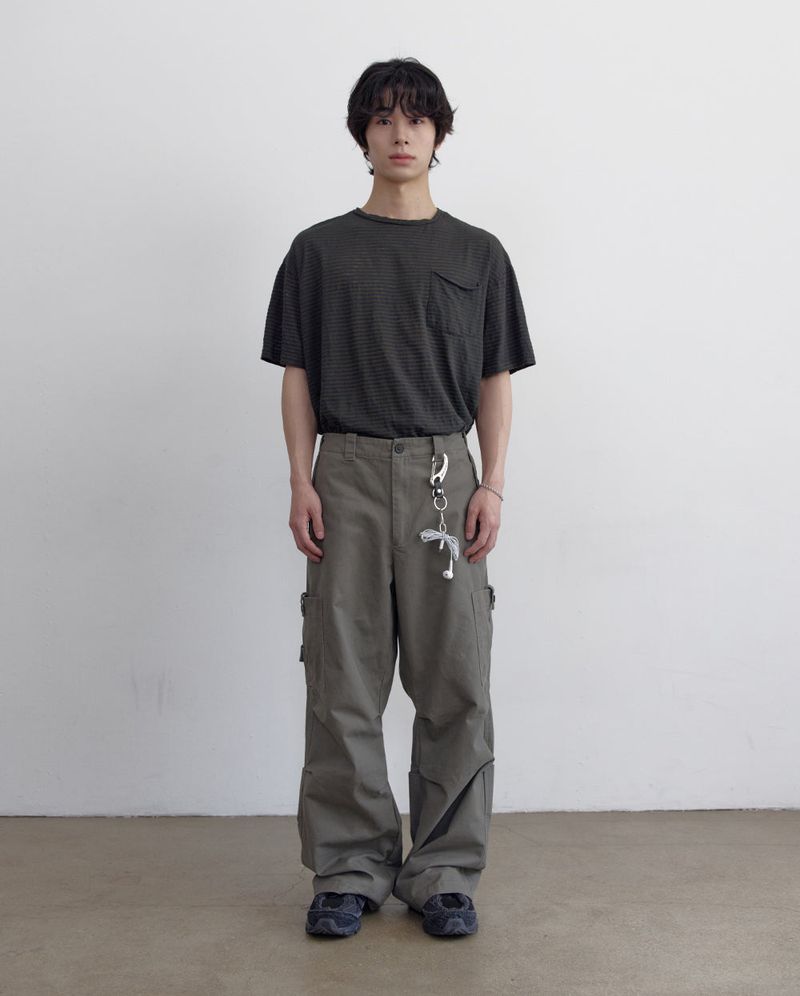 Stripe Washed Pocket Damage Tee