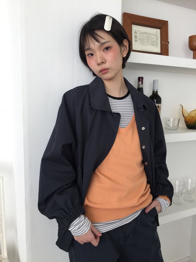 Faded Washed Curve Jacket (2color)