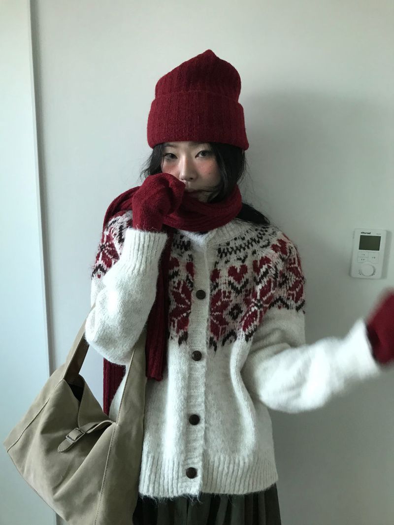 Roselle Heart Snowflake Cardigan (2color)