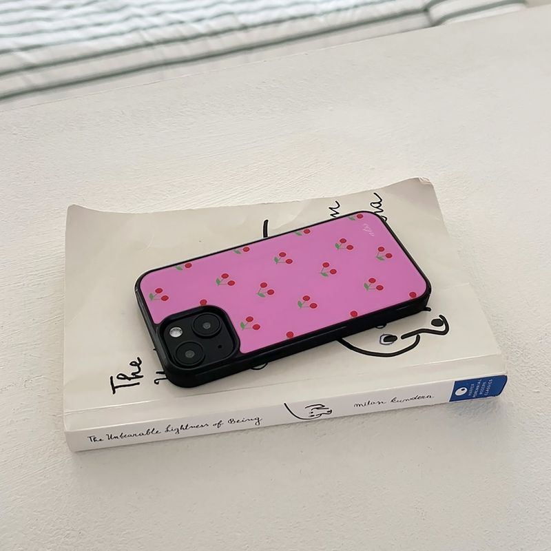 cherry glossy glass bumper case (pink)