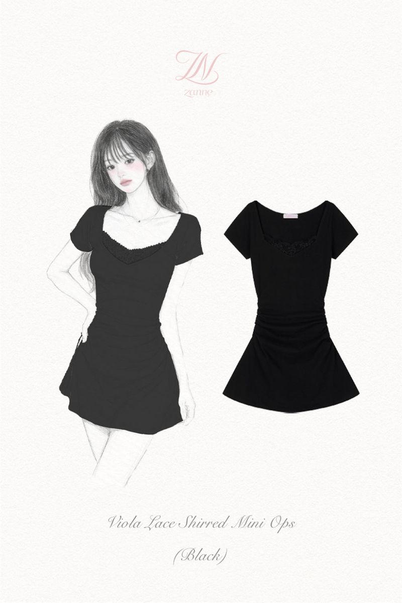 [MADE] Viola Lace Shirred Mini Dress