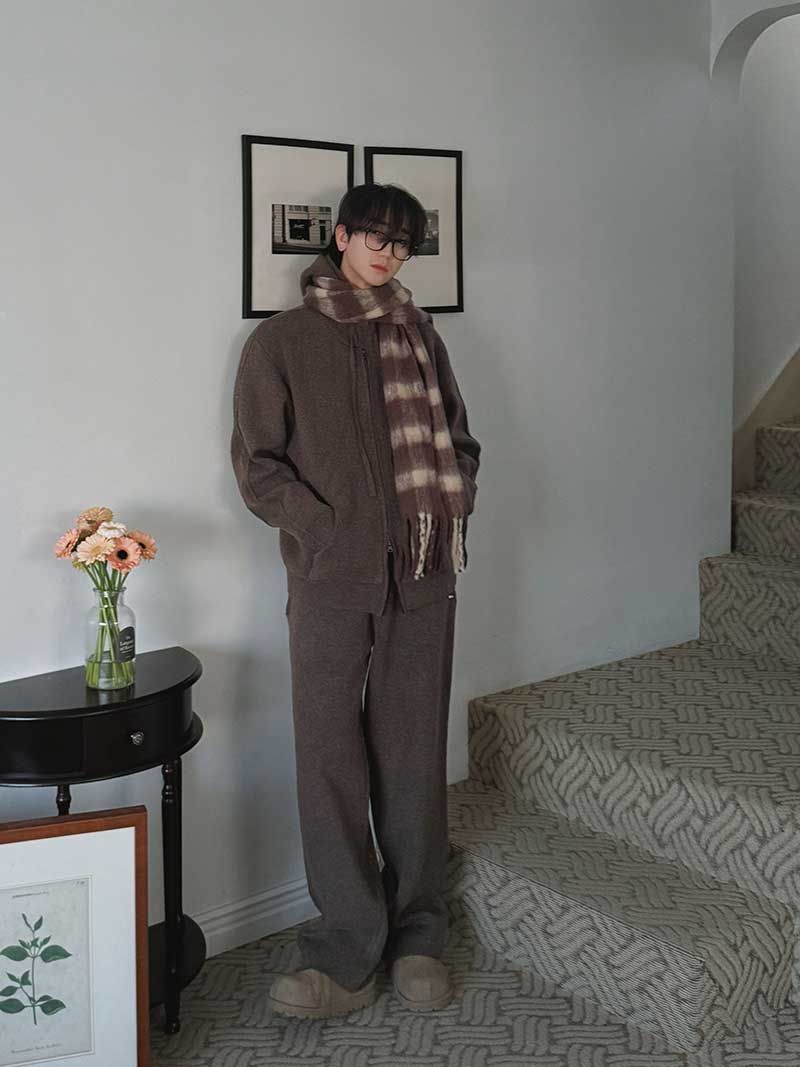 ASCLO Maison Knit Hood Zip Up & Pants (7color)