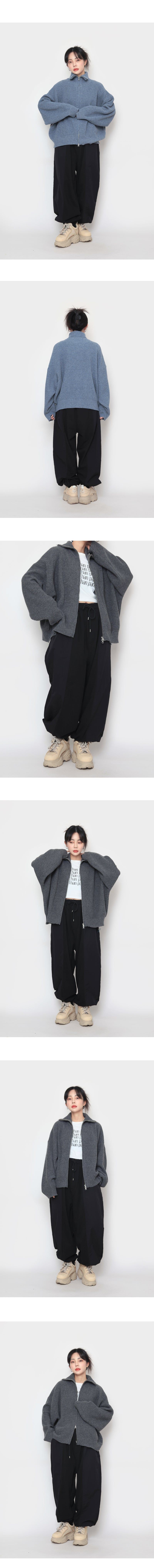 lambswool knitwear two-way zip-up