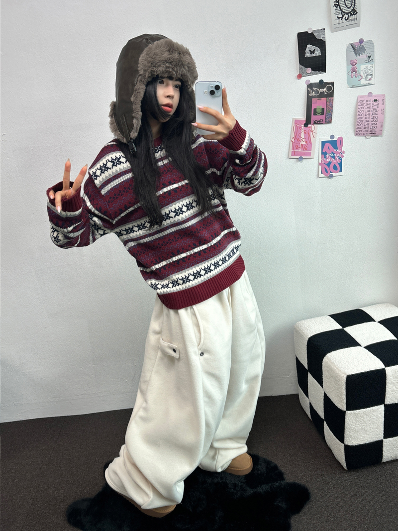 BOTH-SIDES FLEECE SNAP LONG PANTS 🧸🩵🤍6COLOR