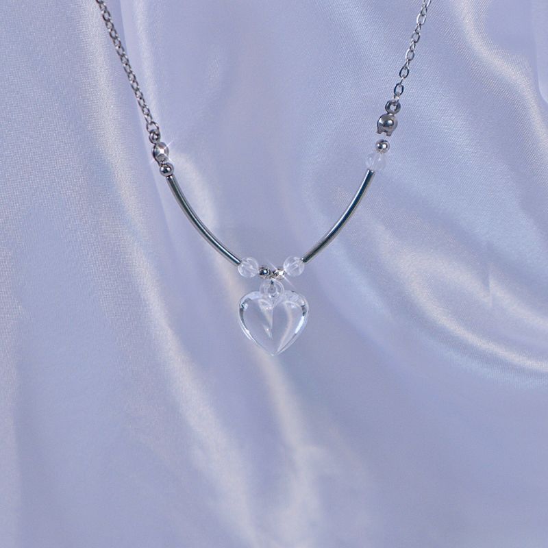 heart bar transparent beads necklace