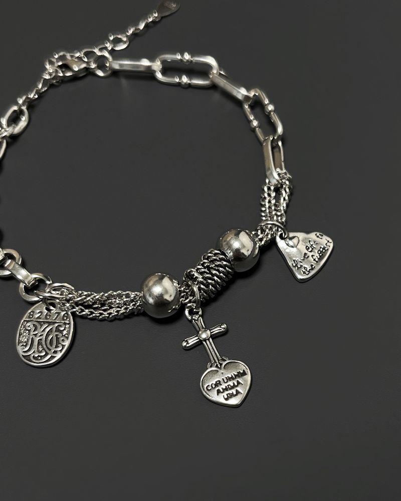 heart cross chain bracelet (925silver)
