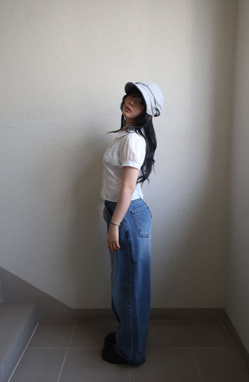 スタッズワイドデニムパンツ