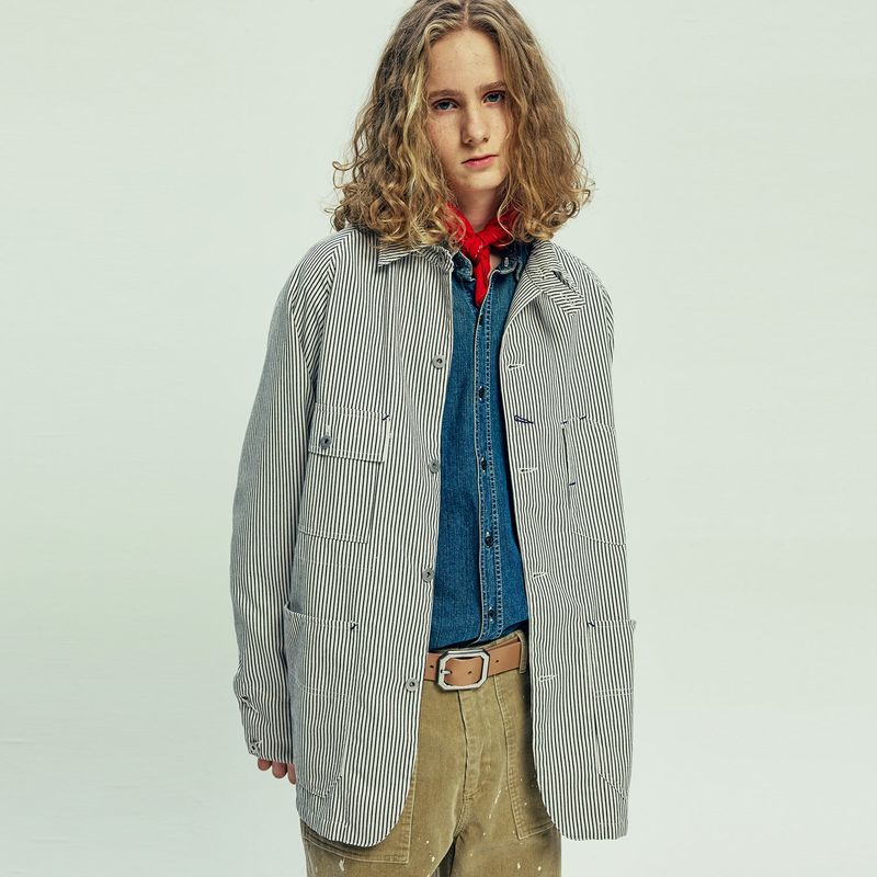 xau hickory chore jacket ivory stripe