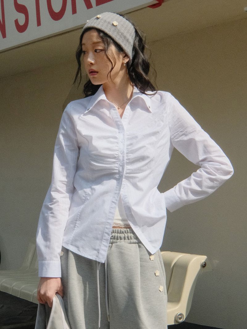 SIWL107(シウォル107)の「Silky Jacquard Shirt (White)(Tops)」