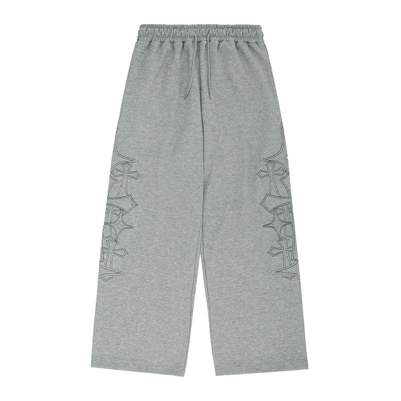 Stud Needle Work Sweat Pants - Grey