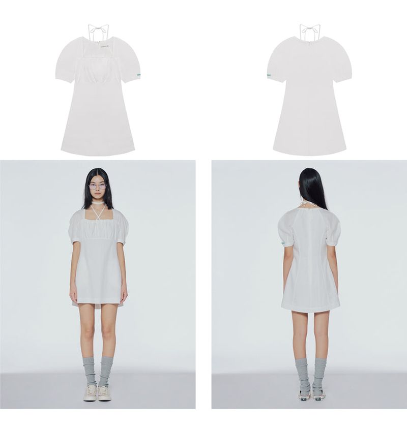 Strap square-neck mini dress