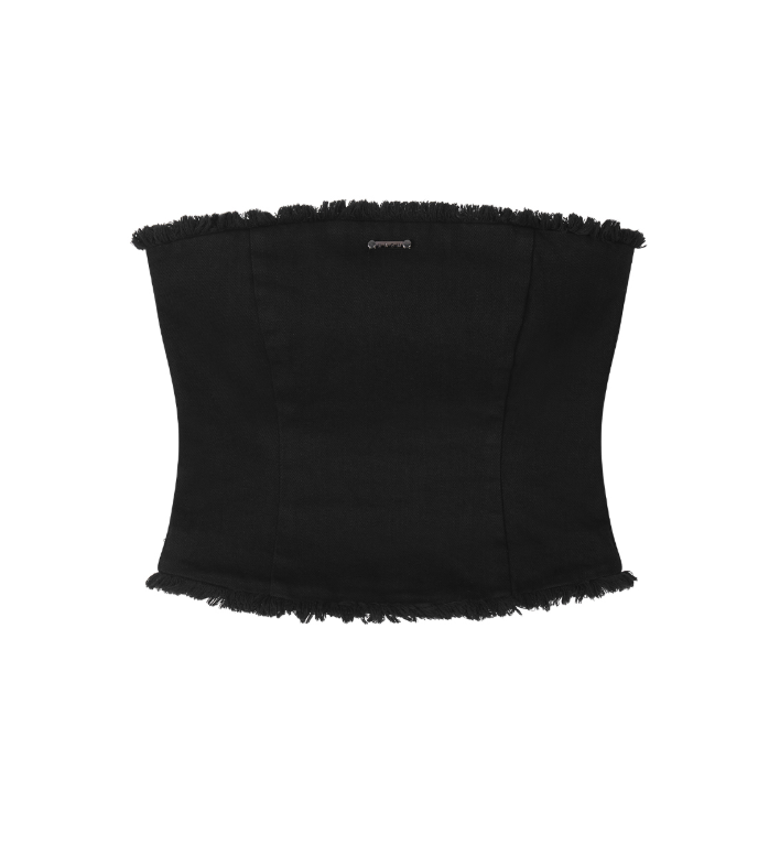 mnem（ムネム）の「[mnem] Fringe Wash Bustier (black)（Tops）」