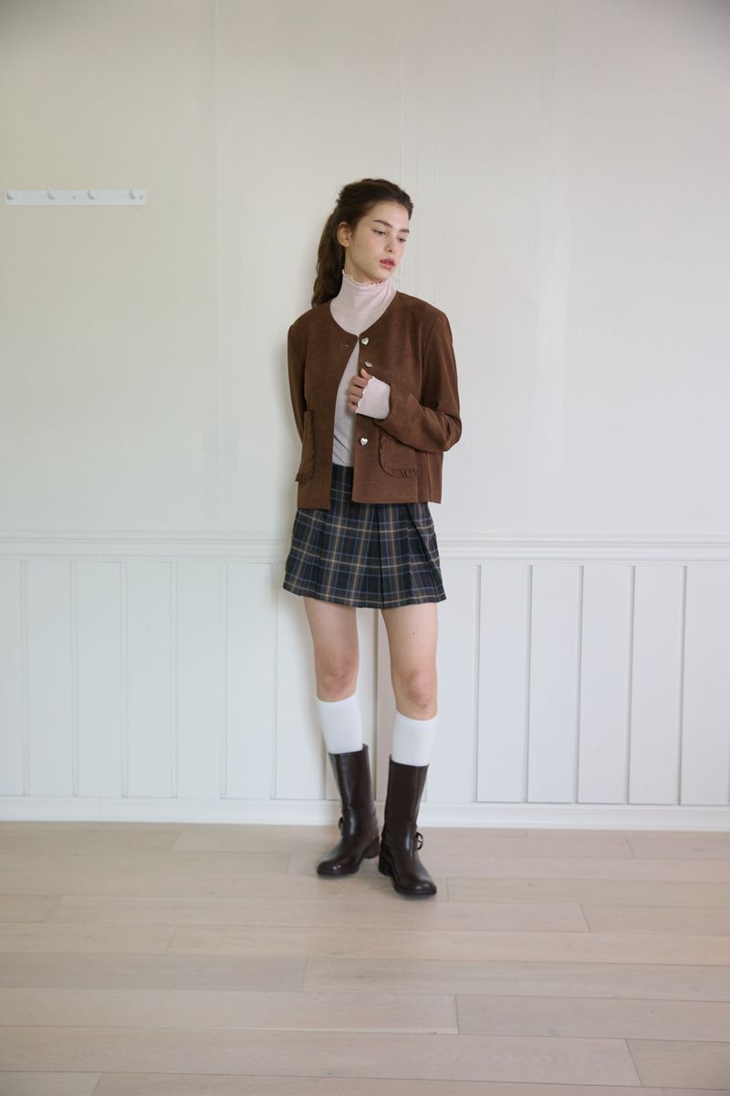 FRILL POCKET SUEDE JACKET (2 COLORS)