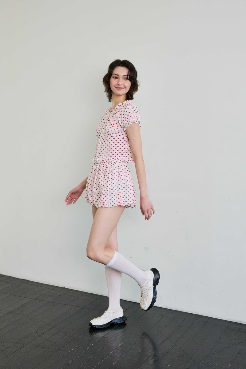 MINI HEART BALLOON SKIRT PANTS / WHITE